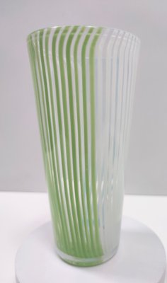 Vintage Green, White and Light Blue Murano Glass Vase attributed to Dino Martens, 1950s-JPQ-2035655