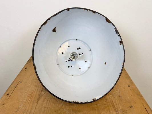 Vintage Grey Enamelled Hanging Lamp, 1930s-CGF-828593