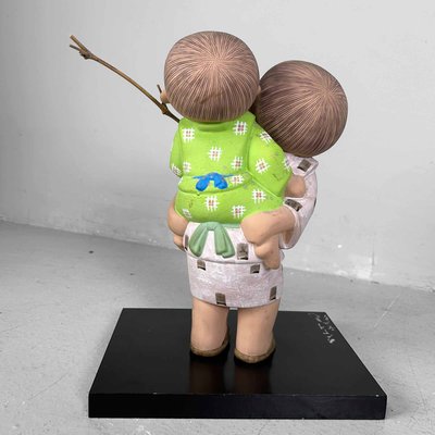 Vintage Hakata Figurine Playing Children in Ceramic & Clay, Japan, 1970s-DWL-2020542