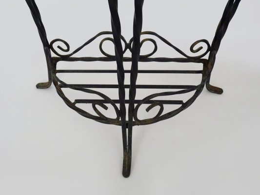 Vintage Half-Moon Entrance Console in Wrought Iron and White Marble, 1960s-MZP-2034871