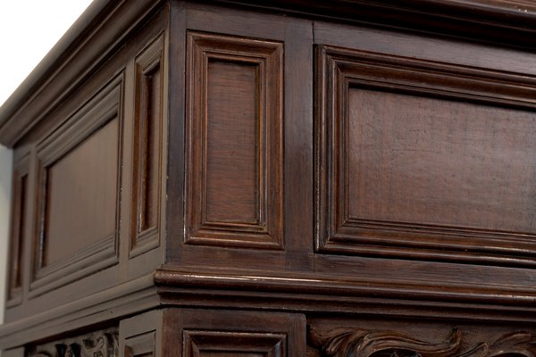 Vintage Hand-Carved Console in Walnut and Walnut Burl, Italy, 1950s-VHF-1001860