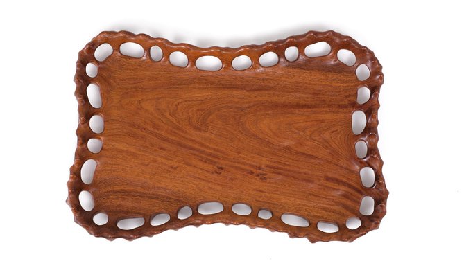 Vintage Hand Carved Serving Tray in Teak, 1970s-GCG-1732194