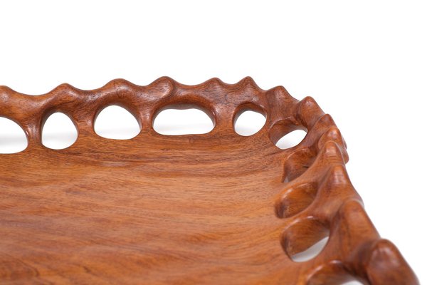 Vintage Hand Carved Serving Tray in Teak, 1970s-GCG-1732194