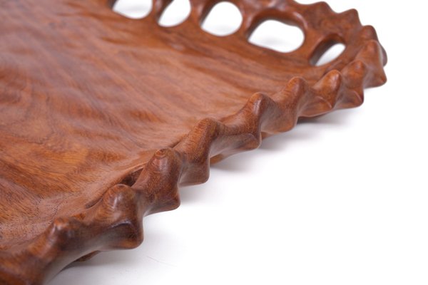 Vintage Hand Carved Serving Tray in Teak, 1970s-GCG-1732194