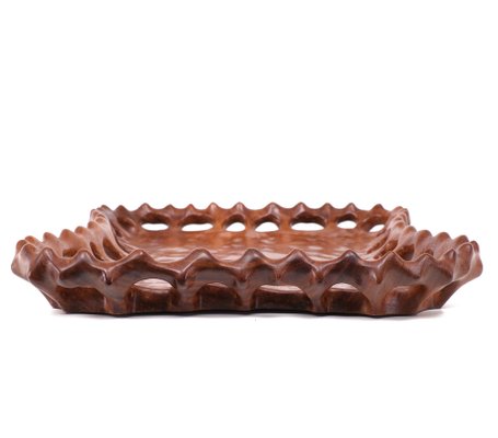 Vintage Hand Carved Serving Tray in Teak, 1970s-GCG-1732194