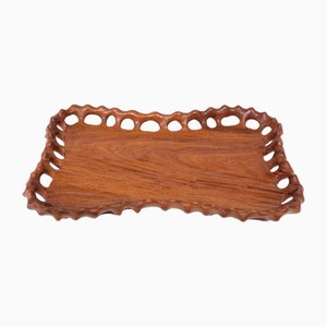 Vintage Hand Carved Serving Tray in Teak, 1970s-GCG-1732194