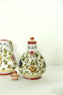 Vintage Hand-Crafted Oil and Vinegar Set from Deruta, Italy, 1970s, Set of 4-HUY-1748913