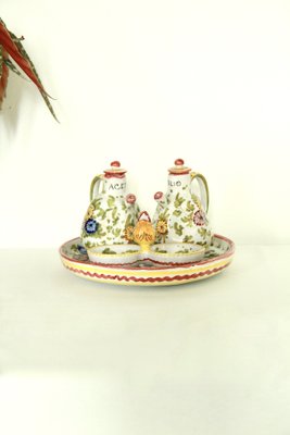 Vintage Hand-Crafted Oil and Vinegar Set from Deruta, Italy, 1970s, Set of 4-HUY-1748913