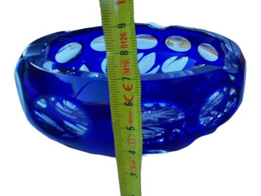 Vintage Hand Cut Blue Crystal Ashtray-TCS-1329179