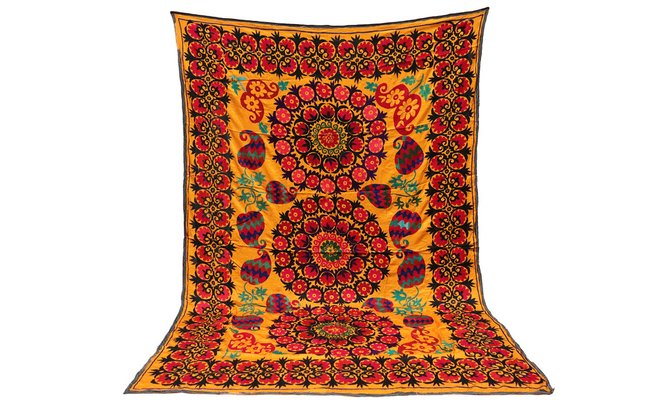 Vintage Hand Embroidered Suzani Wall Hanging, Uzbekistan, 1920s-UZN-1451165