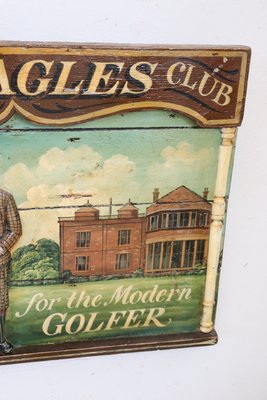 Vintage Hand-Painted Golf Club Sign on Wood, 1920s-DCO-1352055