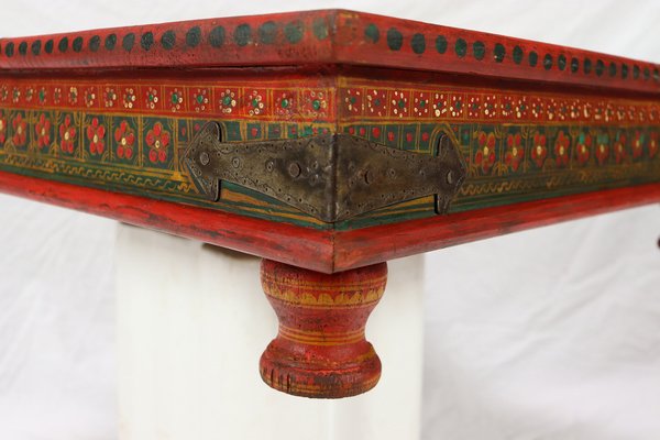 Vintage Hand-Painted Low Coffee Table, Afghanistan, 1970s-UZN-1401125