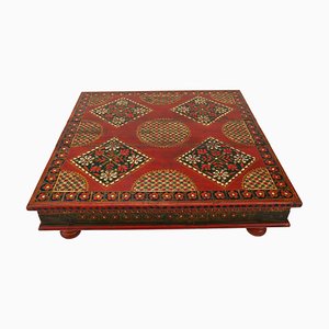 Vintage Hand-Painted Low Coffee Table, Afghanistan, 1970s-UZN-1401125