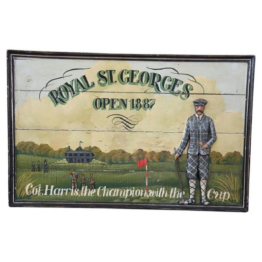 Vintage Hand-Painted Wood Golf Club Sign, 1920s