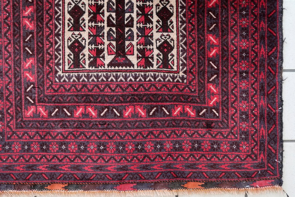 Vintage Handmade Afghan Baluch Prayer Rug, 1960s