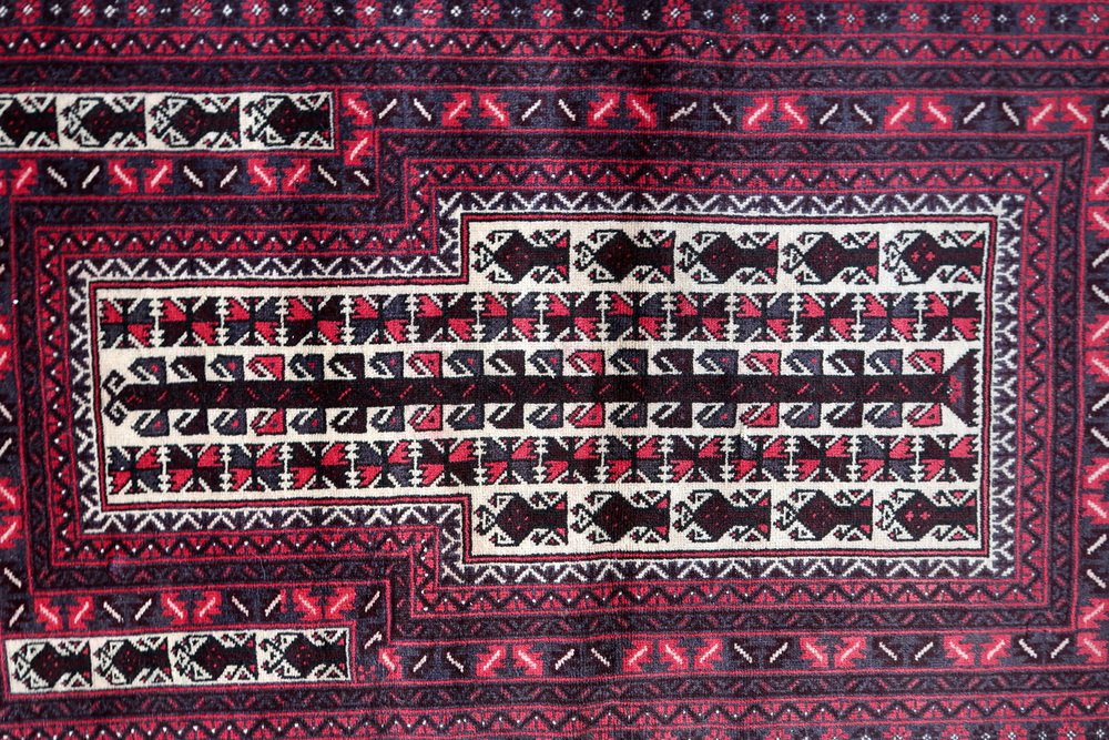 Vintage Handmade Afghan Baluch Prayer Rug, 1960s