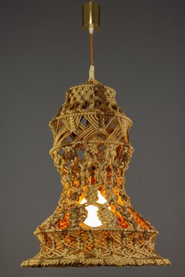 Vintage Handmade Braided Macramé Pendant Light Fixture, 1970s-KEG-852110