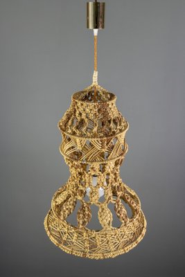 Vintage Handmade Braided Macramé Pendant Light Fixture, 1970s-KEG-852110