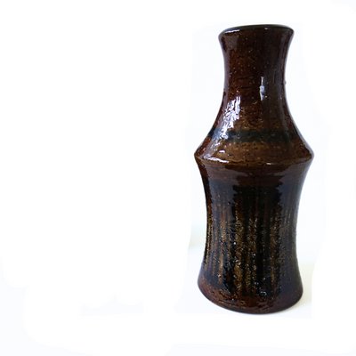 Vintage Handmade Brown-Black Glazed Ceramic Vase from Gabriel-JKV-1787139