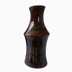 Vintage Handmade Brown-Black Glazed Ceramic Vase from Gabriel-JKV-1787139