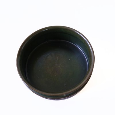 Vintage Handmade Large Bowl Green-Brown Glazed Ceramic by L. Schildt, Öland-JKV-1783118