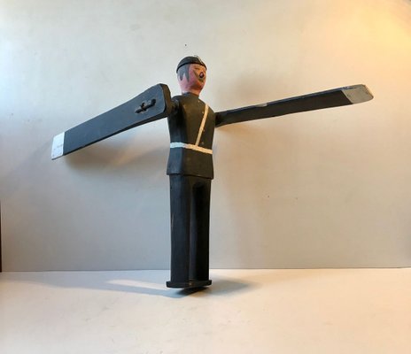 Vintage Handmade Wooden Whirligig Officer, European Volk Art, 1950s-LCR-883803