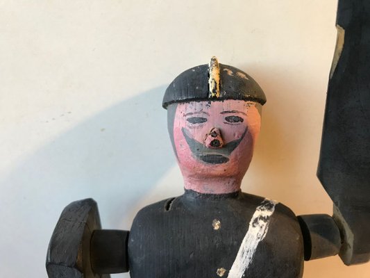 Vintage Handmade Wooden Whirligig Officer, European Volk Art, 1950s-LCR-883803