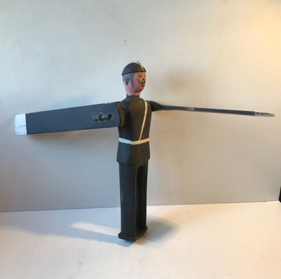 Vintage Handmade Wooden Whirligig Officer, European Volk Art, 1950s-LCR-883803