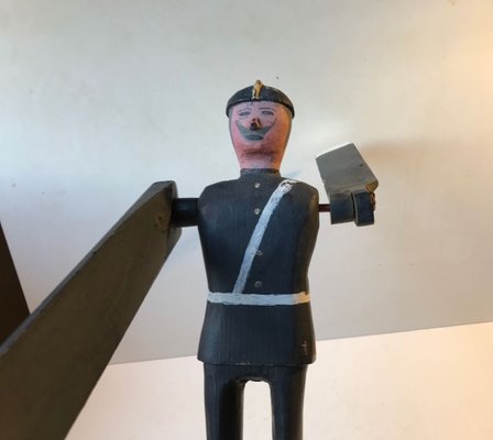 Vintage Handmade Wooden Whirligig Officer, European Volk Art, 1950s-LCR-883803