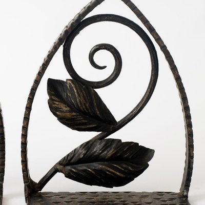 Vintage Handmade Wrought Iron Bookends, 1940s, Set of 2-IXK-1402750