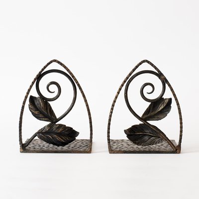 Vintage Handmade Wrought Iron Bookends, 1940s, Set of 2-IXK-1402750