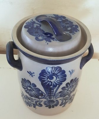 Vintage Handpainted Sauerkraut and Gherkin Container with Lid-QDP-910834