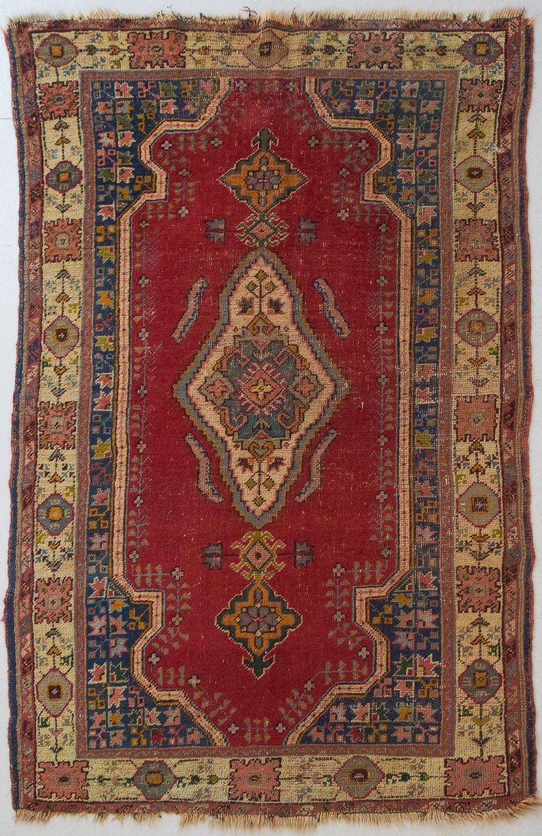 Vintage Handwoven Red Ground Rug