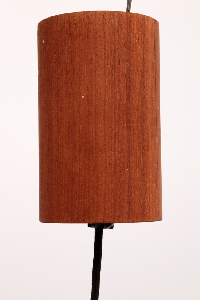 Vintage Hanging Lamp in Teak and Raffia from Temde, Germany, 1960s