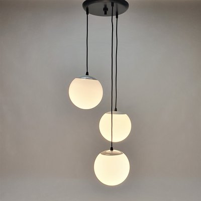 Vintage Hanging Lamp with 3 White Bowls, 1970s-RMX-767387