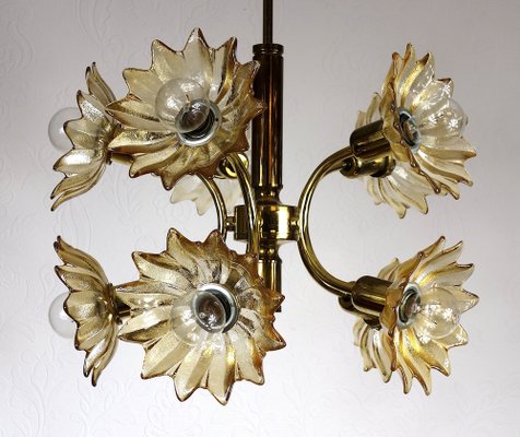 Vintage Hanging Light Brass Glass from Sische Leuchten, 1970s-NGU-1742535