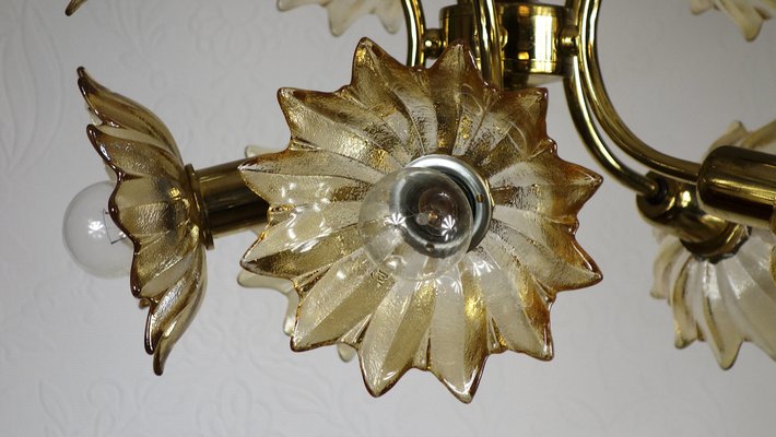 Vintage Hanging Light Brass Glass from Sische Leuchten, 1970s-NGU-1742535