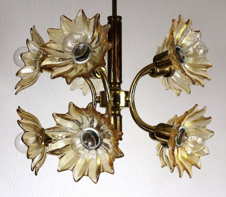 Vintage Hanging Light Brass Glass from Sische Leuchten, 1970s-NGU-1742535