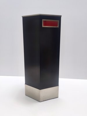 Vintage Hexagonal Umbrella Stand in Black Glazed Metal and Satined Steel by Velca, 1960s-JPQ-1817653