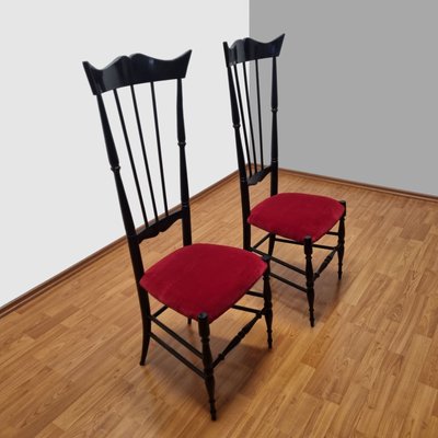 Vintage High Back Chiavari Chairs, Italy, 1950s, Set of 2-PUG-1001407