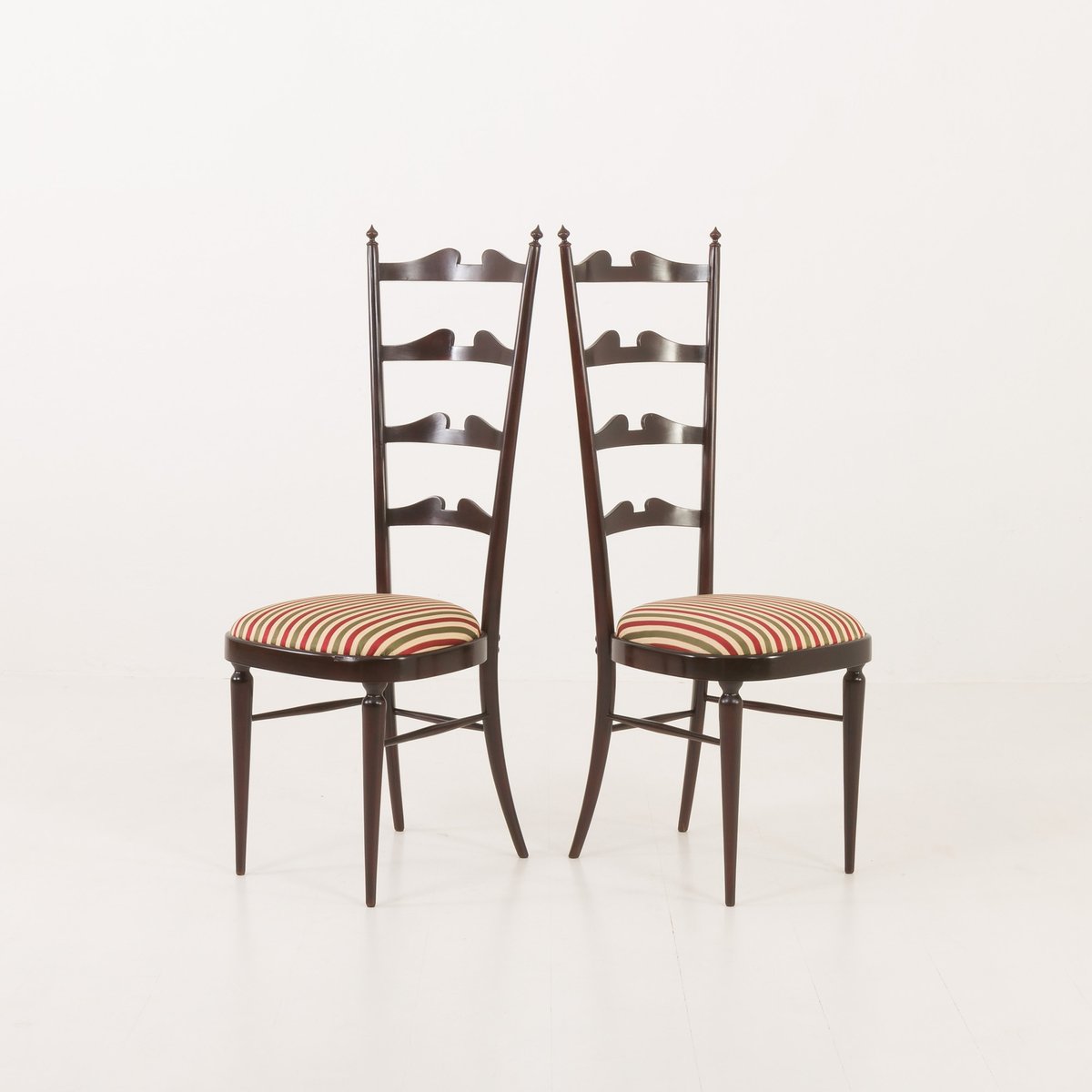 Vintage High Ladder Back Chiavari Chairs by Paolo Buffa, 1970s, Set of 2