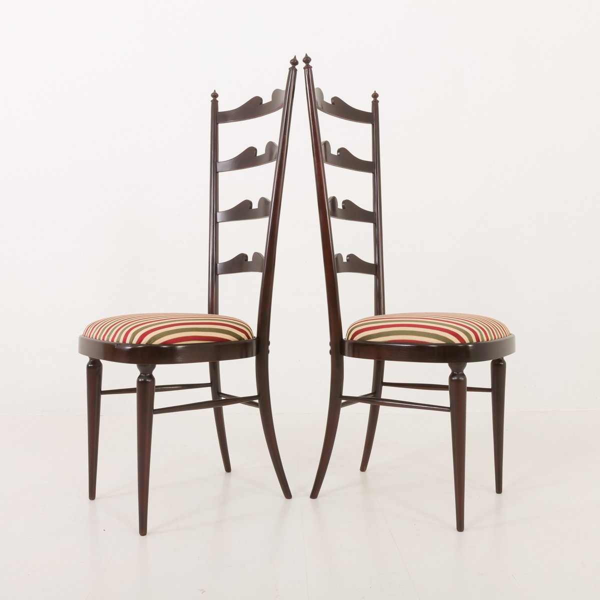 Vintage High Ladder Back Chiavari Chairs by Paolo Buffa, 1970s, Set of 2