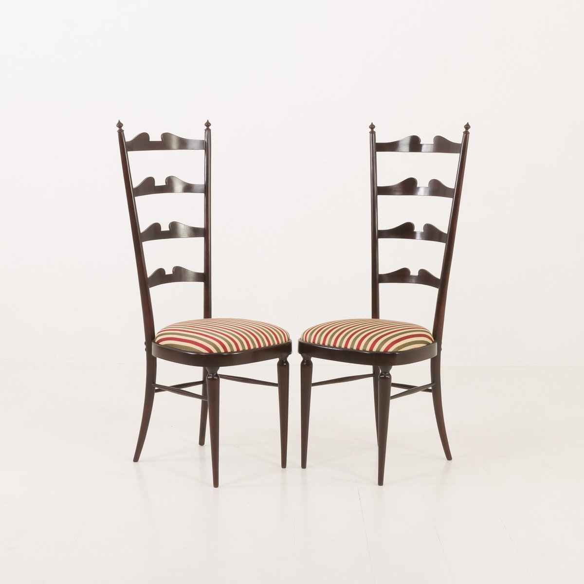 Vintage High Ladder Back Chiavari Chairs by Paolo Buffa, 1970s, Set of 2