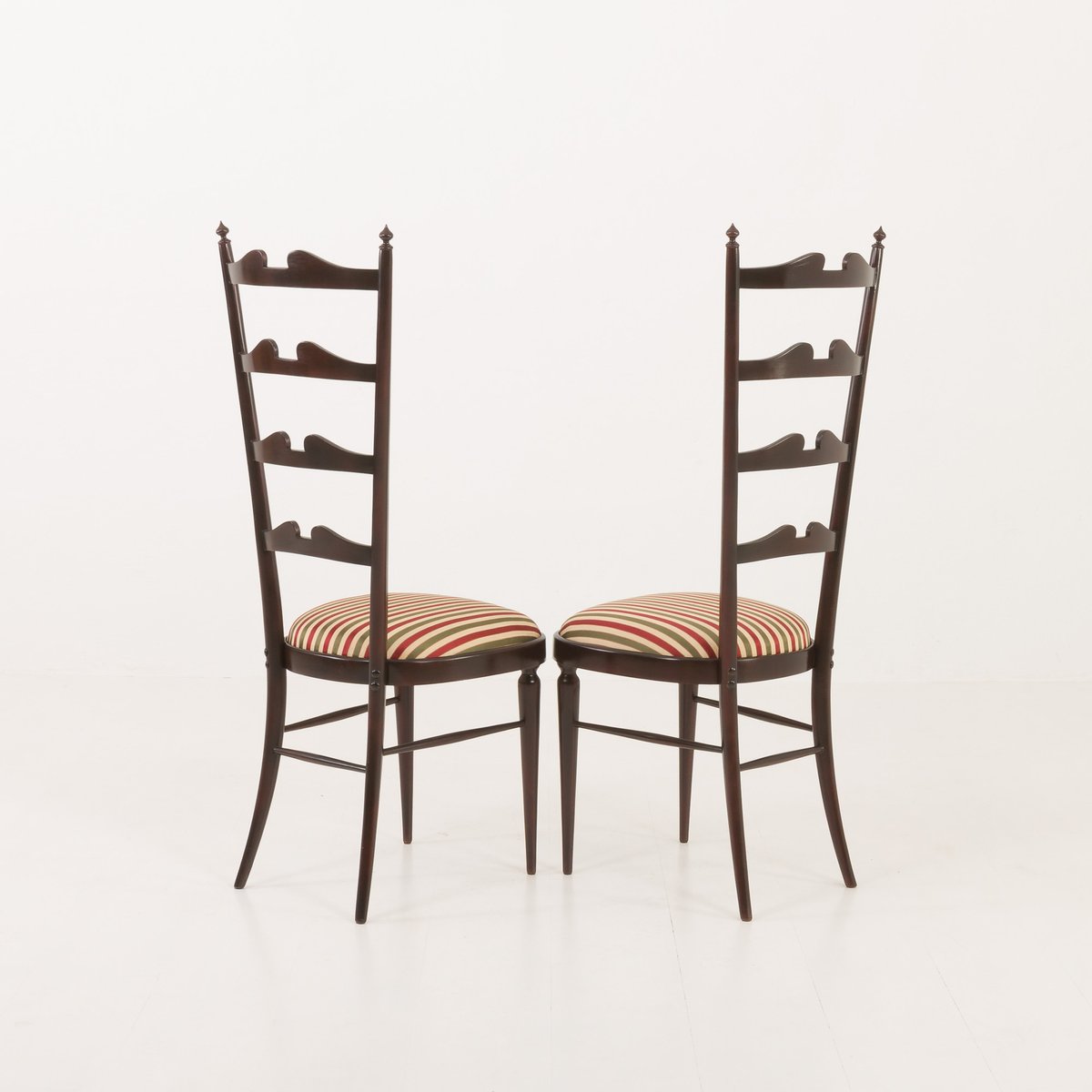 Vintage High Ladder Back Chiavari Chairs by Paolo Buffa, 1970s, Set of 2