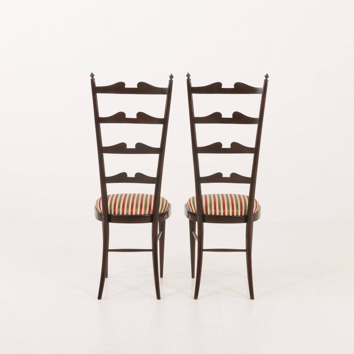 Vintage High Ladder Back Chiavari Chairs by Paolo Buffa, 1970s, Set of 2