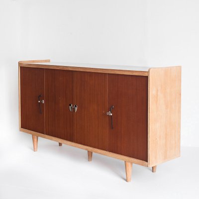 Vintage High Sideboard in Oak and Embero Veneered Wood, 1960s-ZFJ-2032068