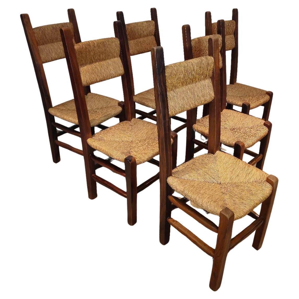 Vintage Highback Oak Chairs, 1965, Set of 6