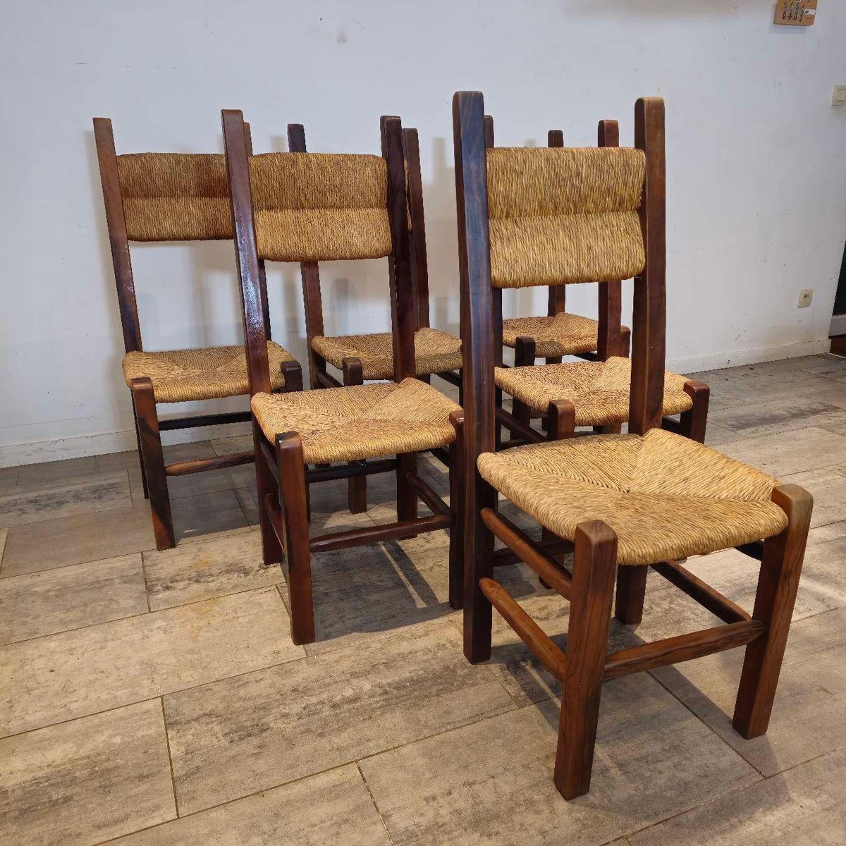 Vintage Highback Oak Chairs, 1965, Set of 6