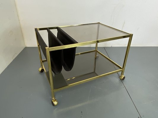 Vintage Hollywood Regency Brass and Glass Coffee Table from Maison Jansen, 1970s-DE-1738681