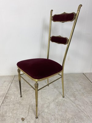 Vintage Hollywood Regency Brass and Velvet Chair, 1950s-DE-1058672